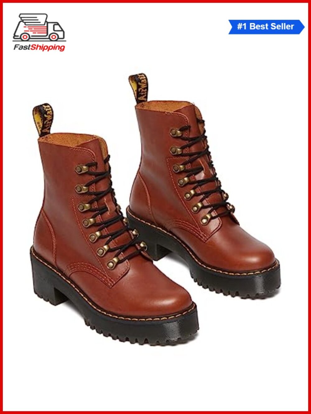 ✨ Dr. Martens Women's Leona Leather Heeled Boot